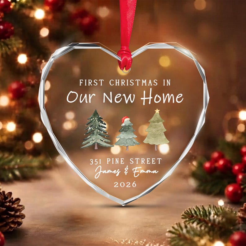 First Christmas Home Heart Glass Ornament