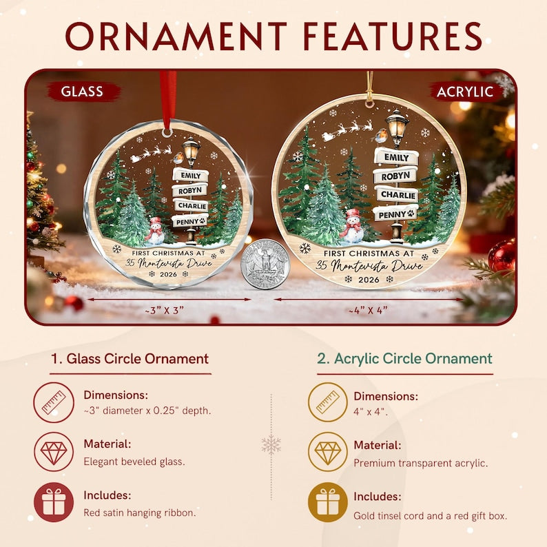 New House Family Name Christmas Ornament