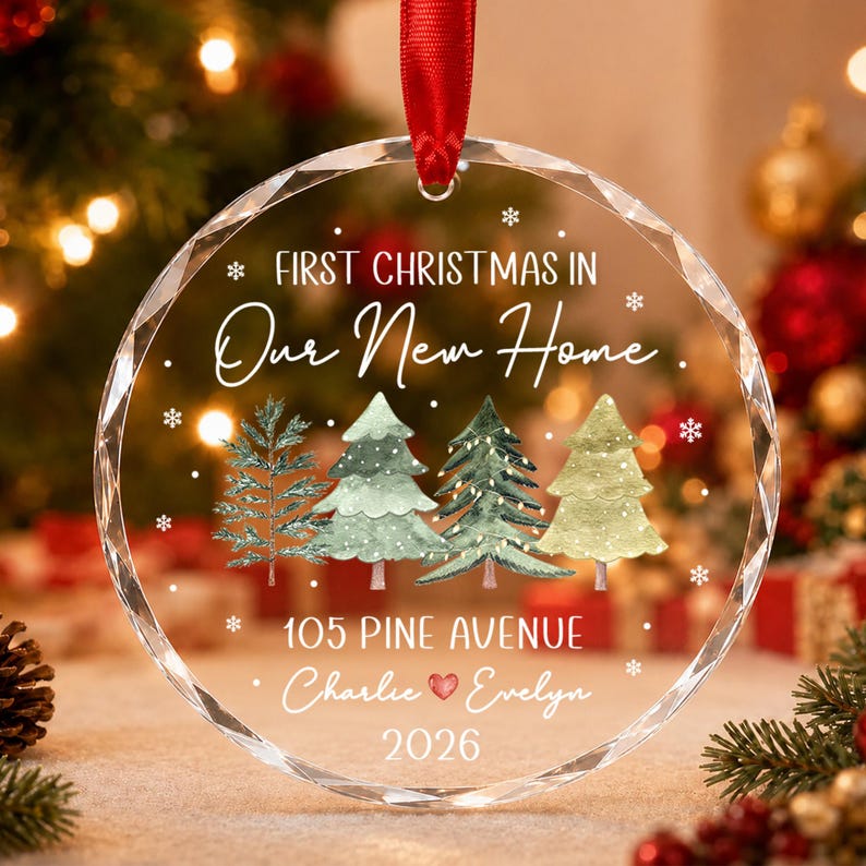 New Home Couple Crystal Glass Ornament