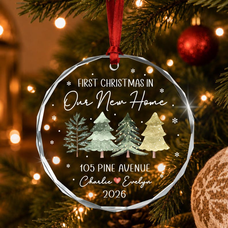 New Home Couple Crystal Glass Ornament