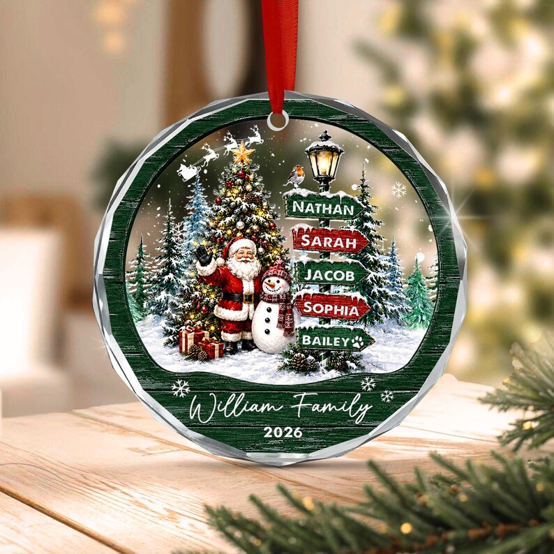 Santa & Snowman Family Signpost Ornament