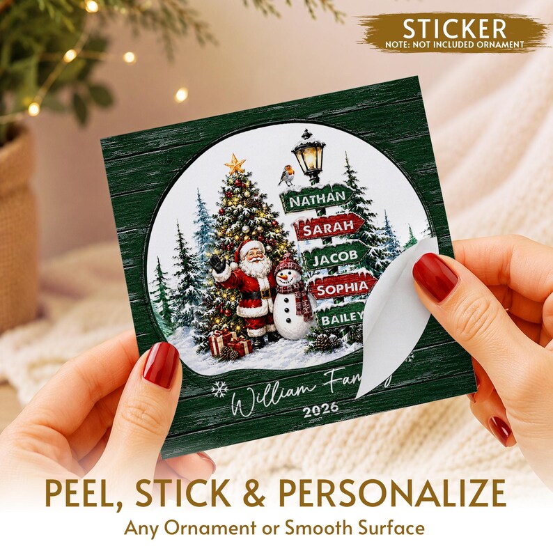 Santa & Snowman Family Signpost Ornament