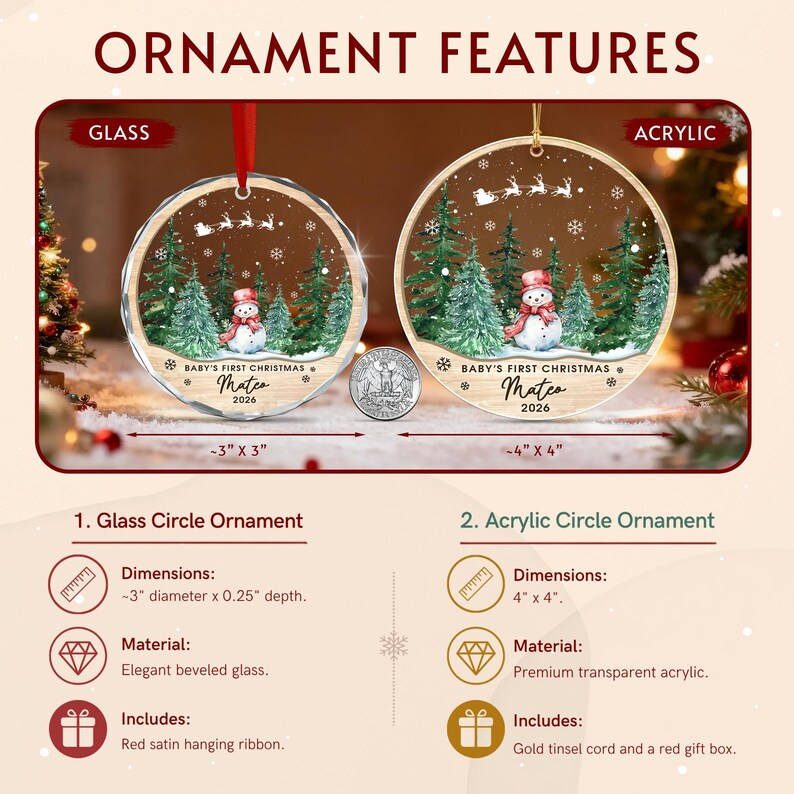 Newborn Name Snowman Ornament 2026