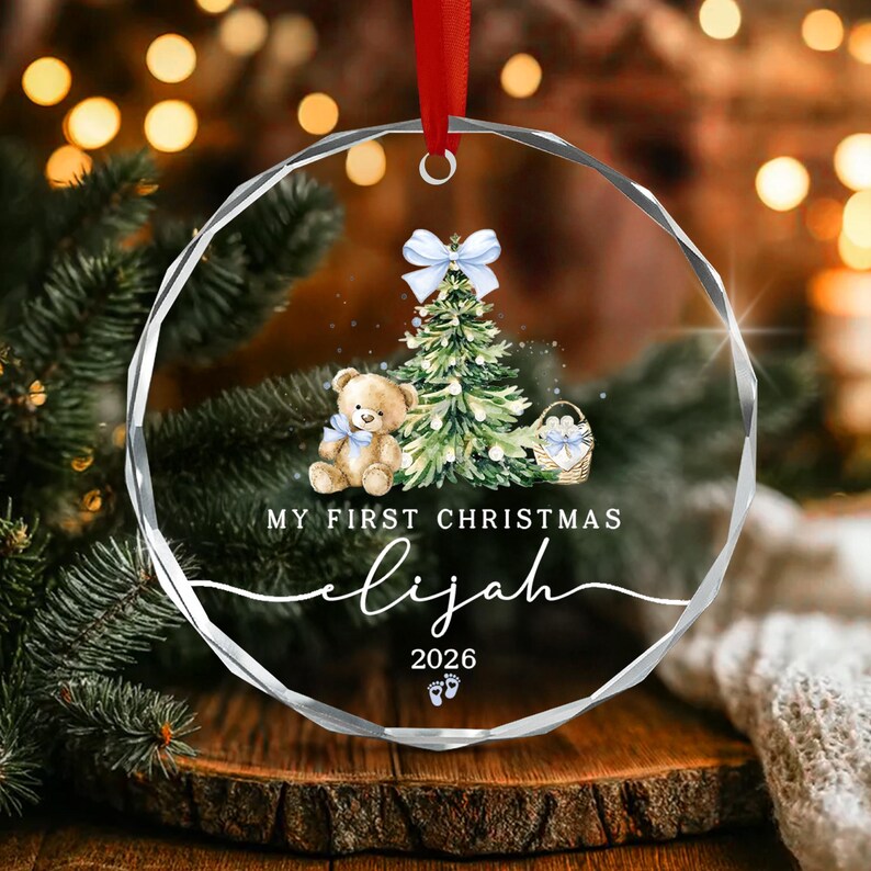 Baby Boy Teddy Bear Ornament 2026