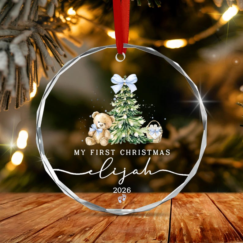 Baby Boy Teddy Bear Ornament 2026