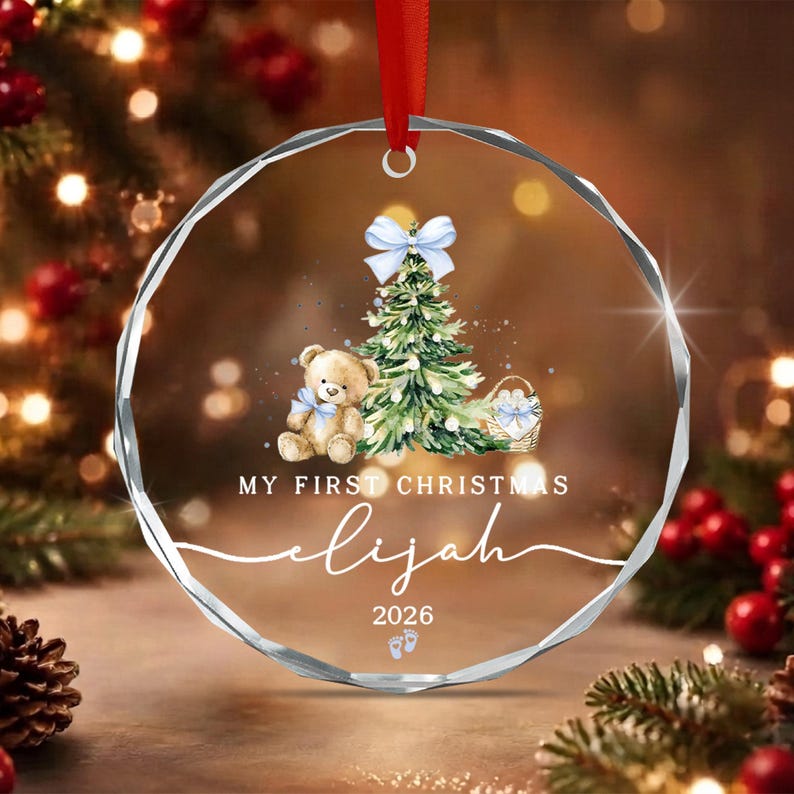 Baby Boy Teddy Bear Ornament 2026