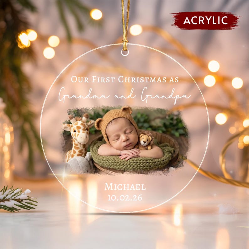 Grandma & Grandpa Baby Photo Ornament 2026