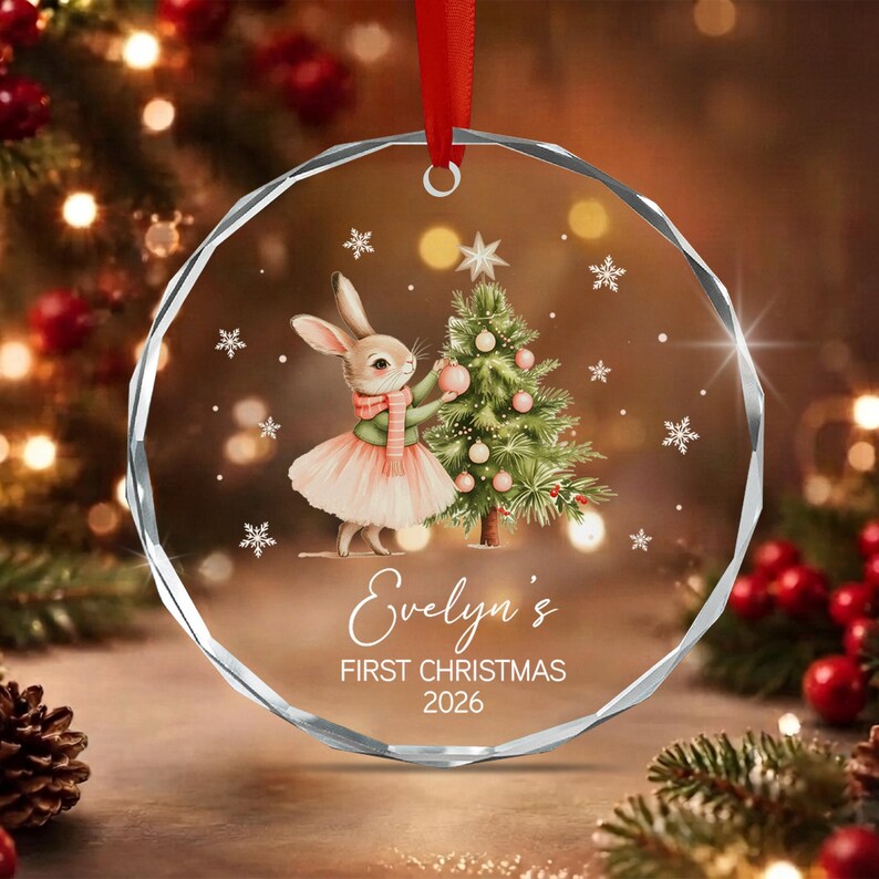 Baby Rabbit Name & Year Christmas Ornament