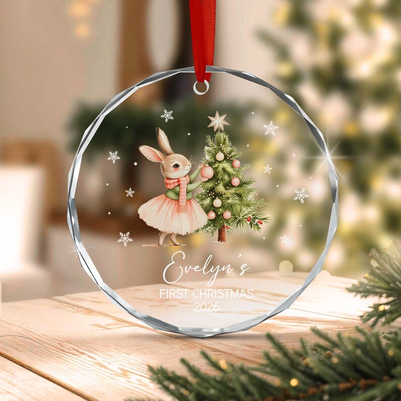 Baby Rabbit Name & Year Christmas Ornament