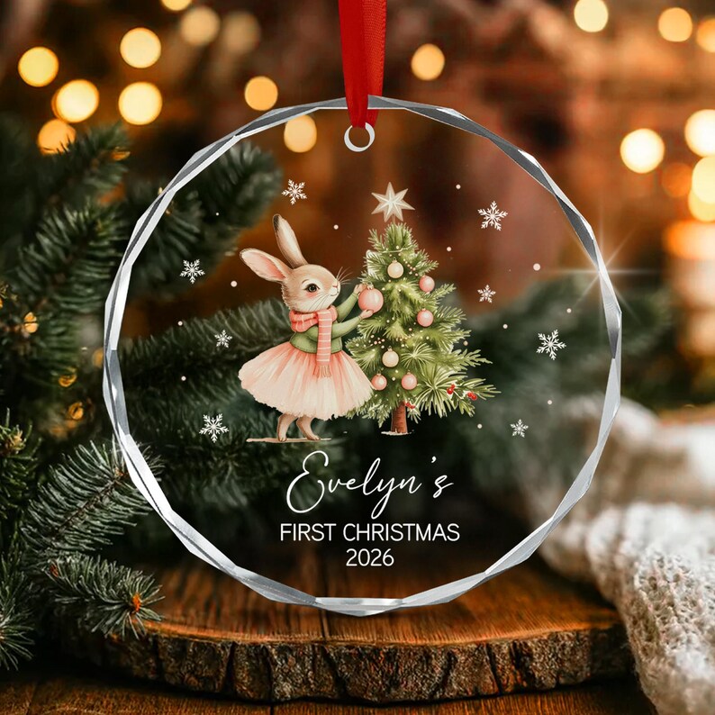 Baby Rabbit Name & Year Christmas Ornament