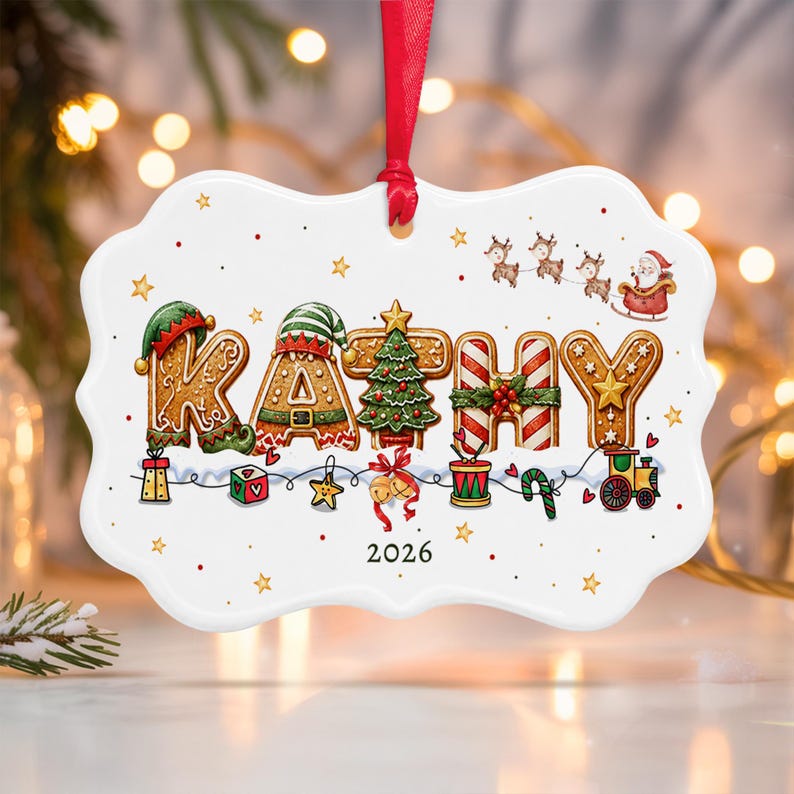 Gingerbread Alphabet Name & Year Ornament
