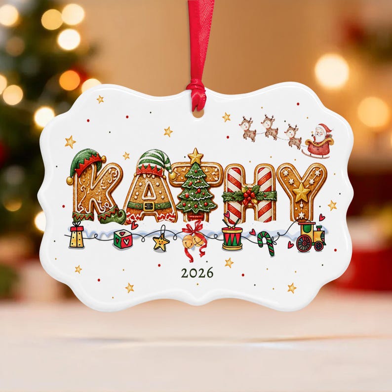 Gingerbread Alphabet Name & Year Ornament