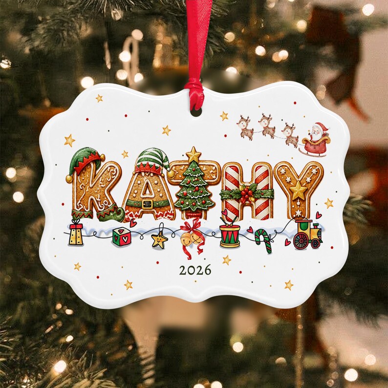 Gingerbread Alphabet Name & Year Ornament