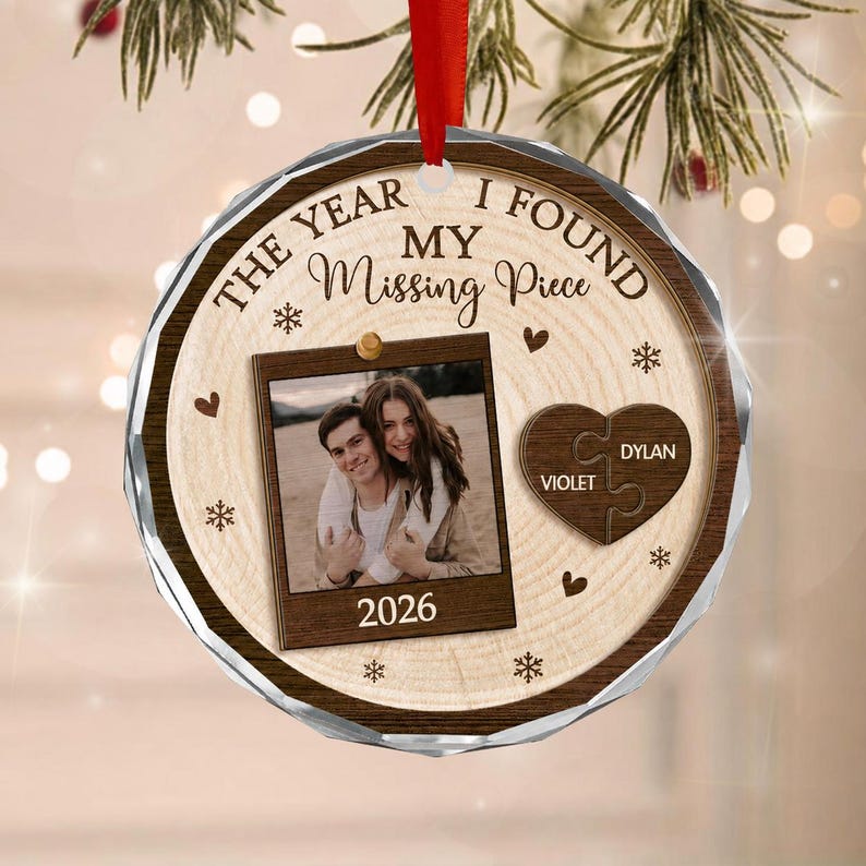 Missing Piece Couple Photo Ornament 2026