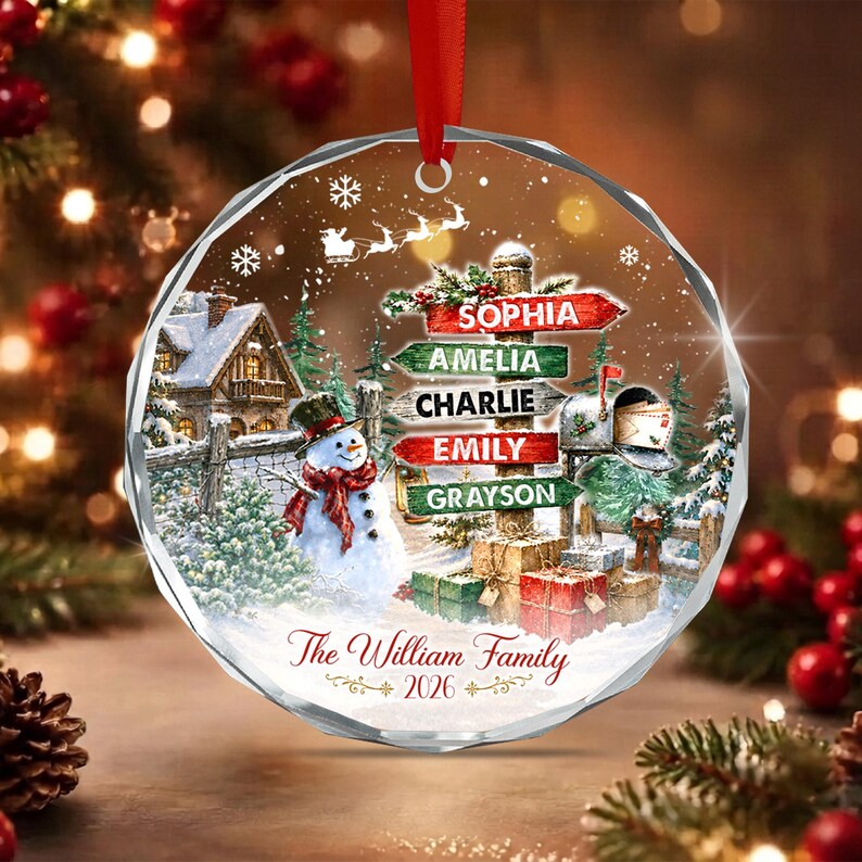 Winter Signpost Family Member Name Ornament