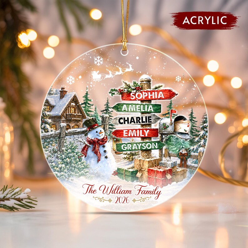 Winter Signpost Family Member Name Ornament