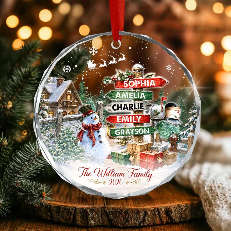 Winter Signpost Family Member Name Ornament