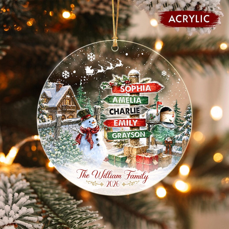Winter Signpost Family Member Name Ornament