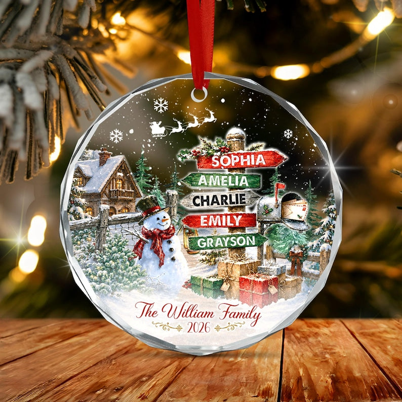 Winter Signpost Family Member Name Ornament