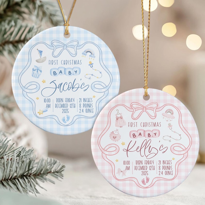 Baby Boy & Girl Birth Stats Ornament