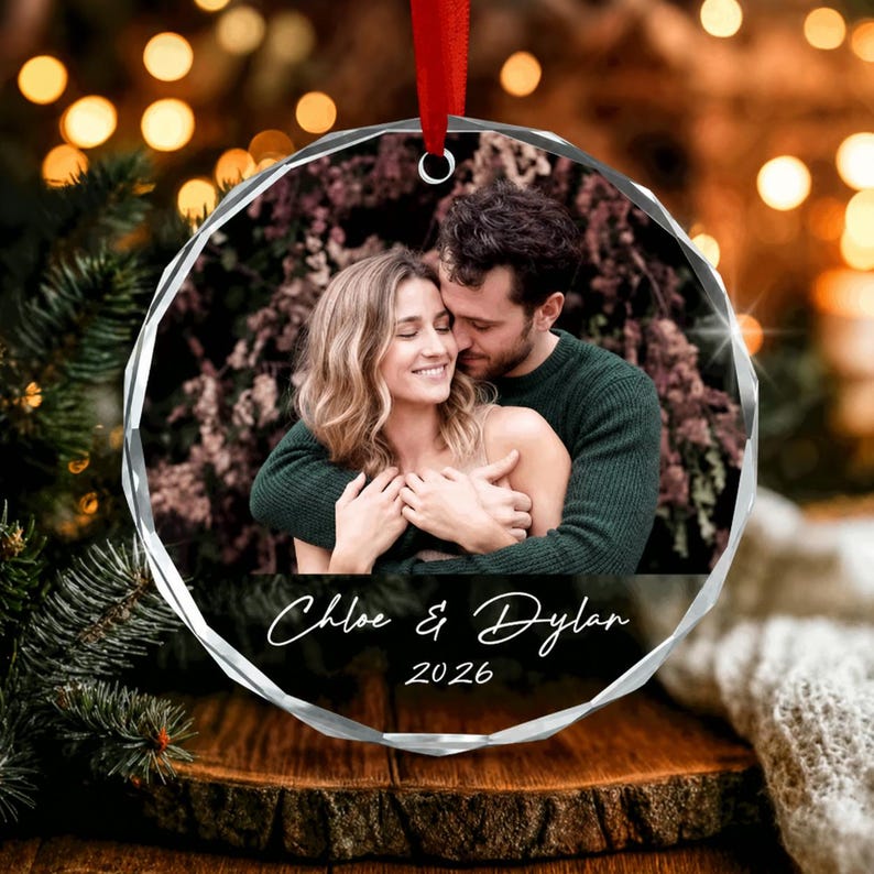 Couple Custom Photo Christmas Ornament 2026