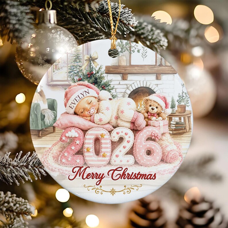 Baby First Christmas Circle Ceramic Ornament
