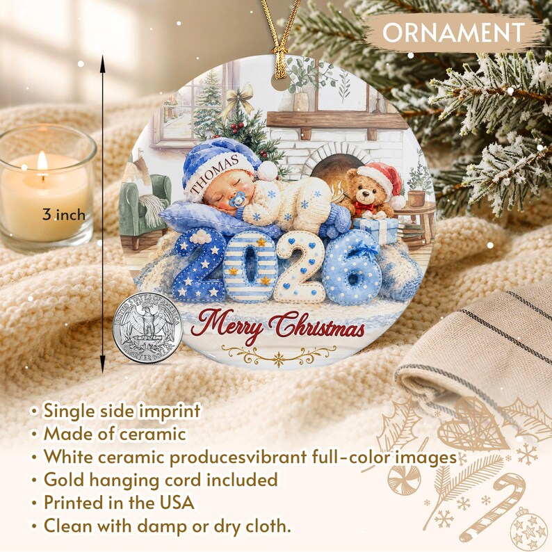 Baby First Christmas Circle Ceramic Ornament