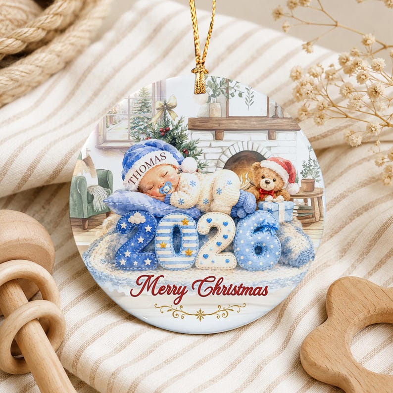 Baby First Christmas Circle Ceramic Ornament