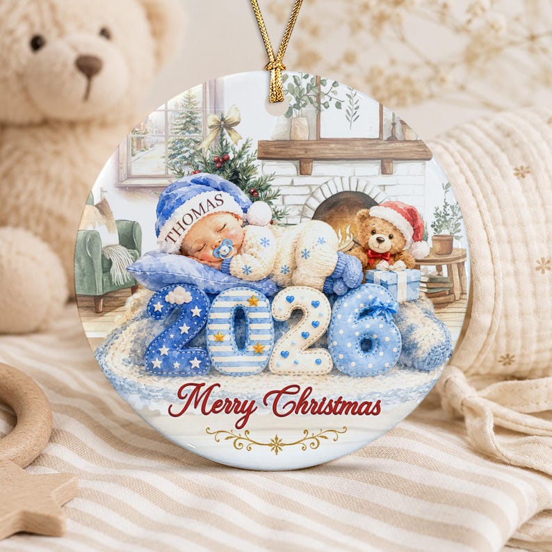 Baby First Christmas Circle Ceramic Ornament