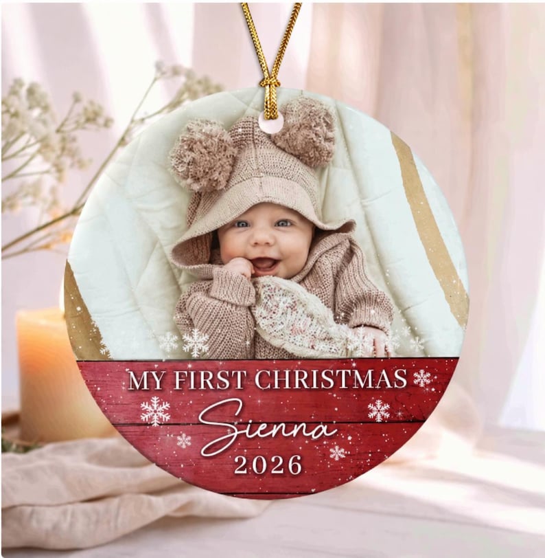 Baby 1st Christmas Photo Ornament 2026