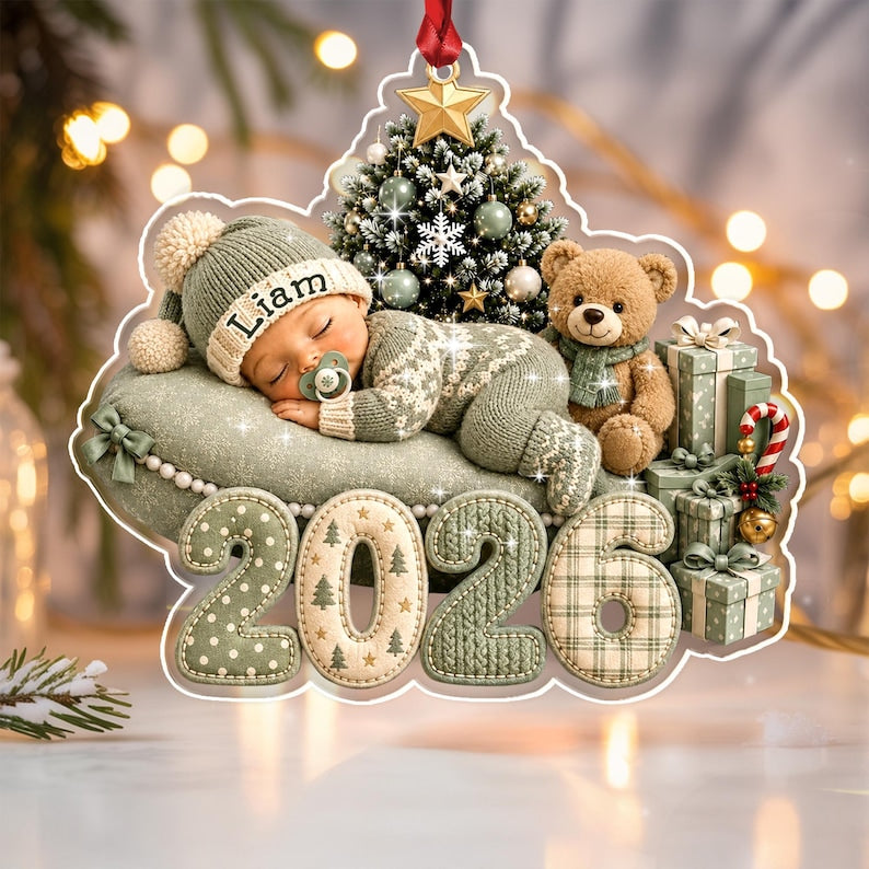 Sleeping Baby Name Flat Acrylic Ornament
