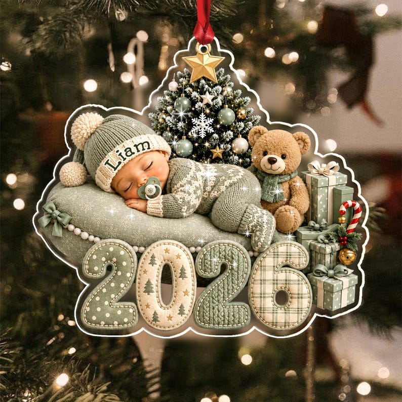 Sleeping Baby Name Flat Acrylic Ornament