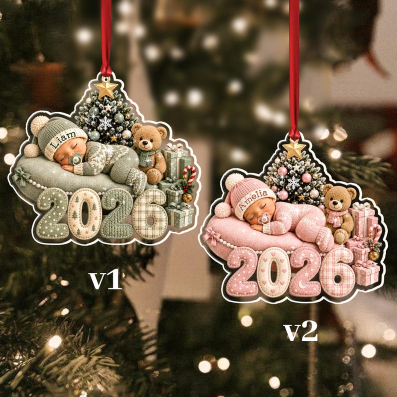 Sleeping Baby Name Flat Acrylic Ornament