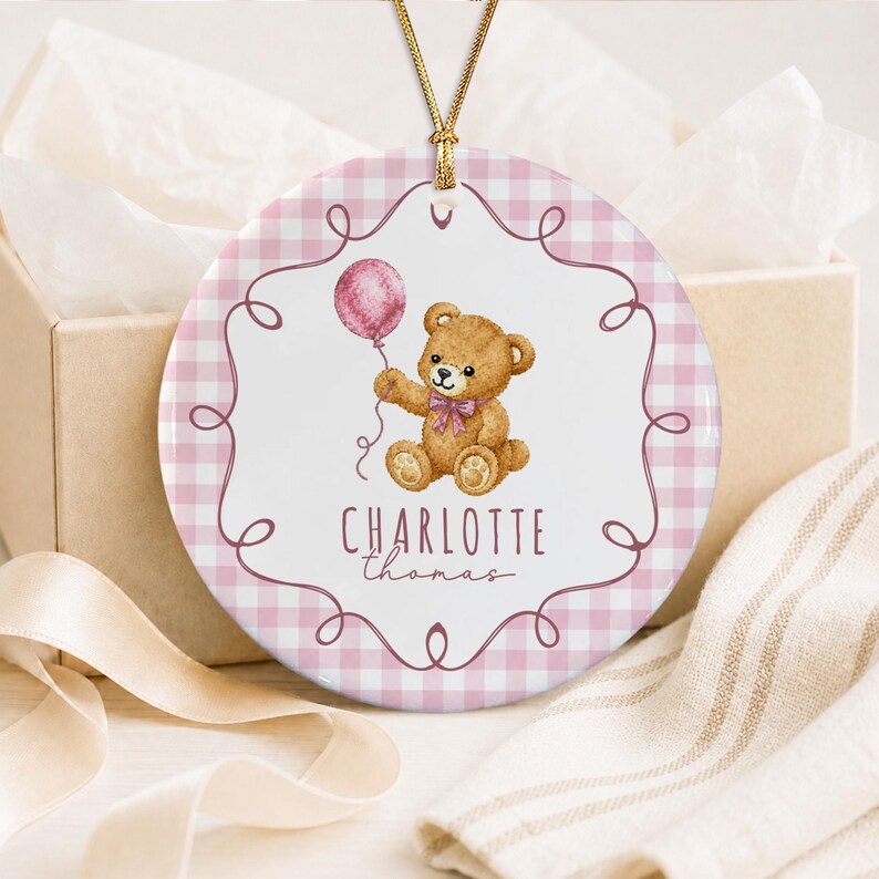 Baby Shower Bear Ceramic Ornament