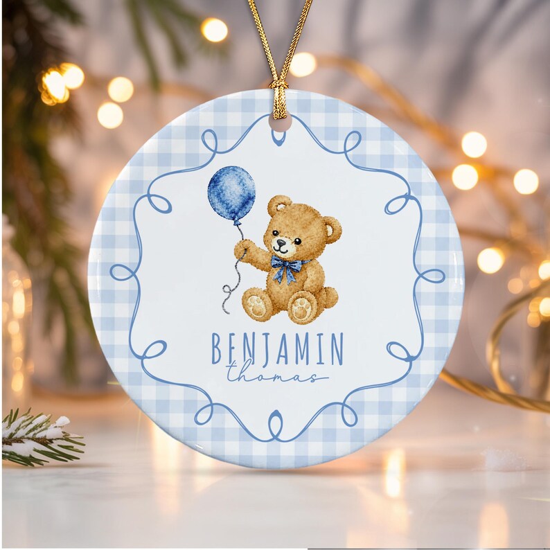 Baby Shower Bear Ceramic Ornament