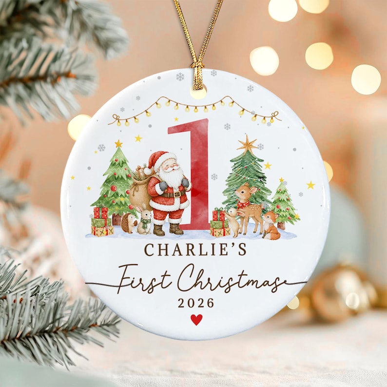 Woodland Baby Ceramic Christmas Ornament