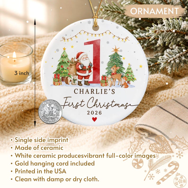 Woodland Baby Ceramic Christmas Ornament