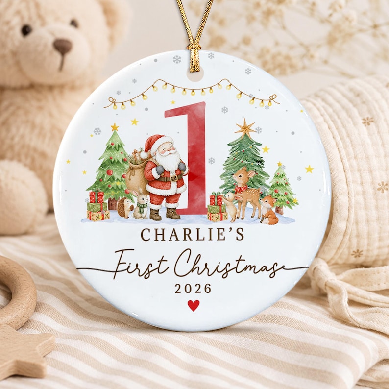 Woodland Baby Ceramic Christmas Ornament