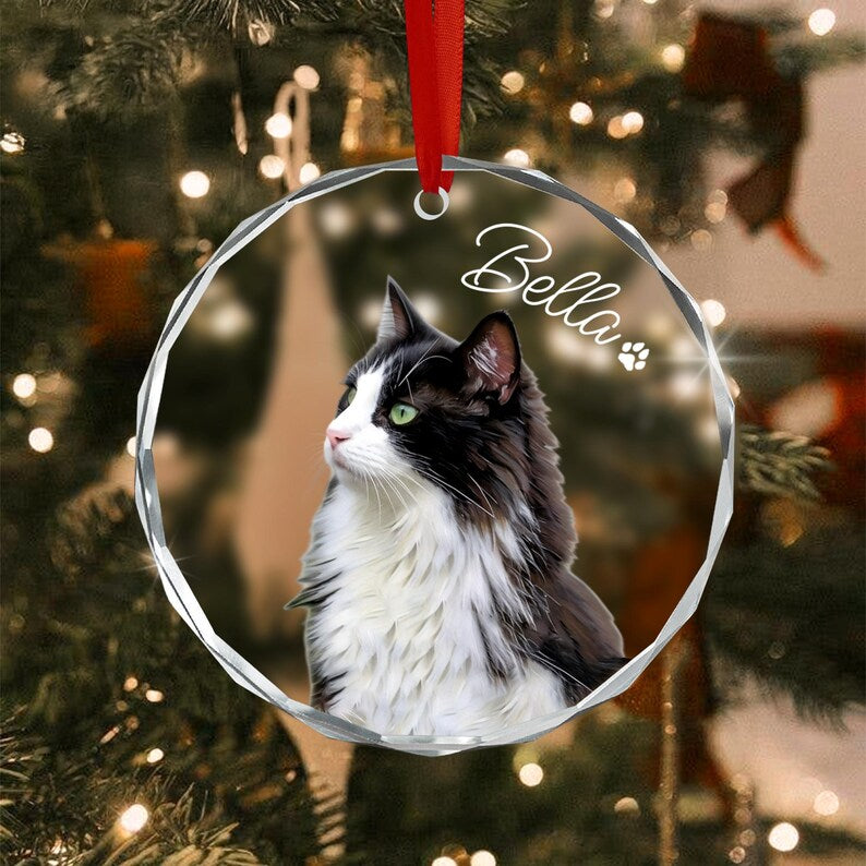 Cat Portrait Glass Pet Keepsake Ornament