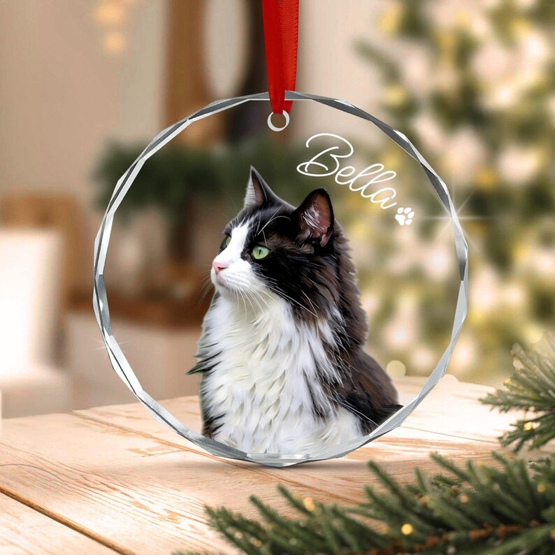 Cat Portrait Glass Pet Keepsake Ornament