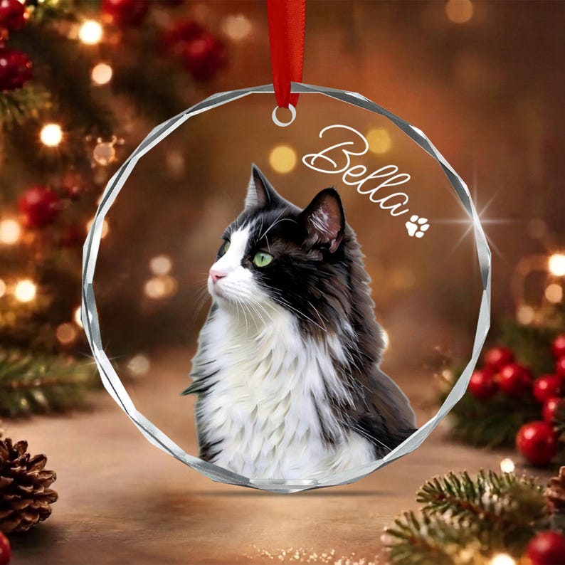Cat Portrait Glass Pet Keepsake Ornament