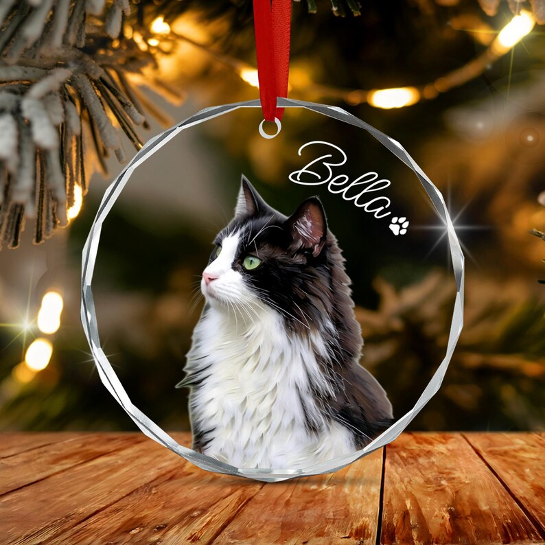 Cat Portrait Glass Pet Keepsake Ornament