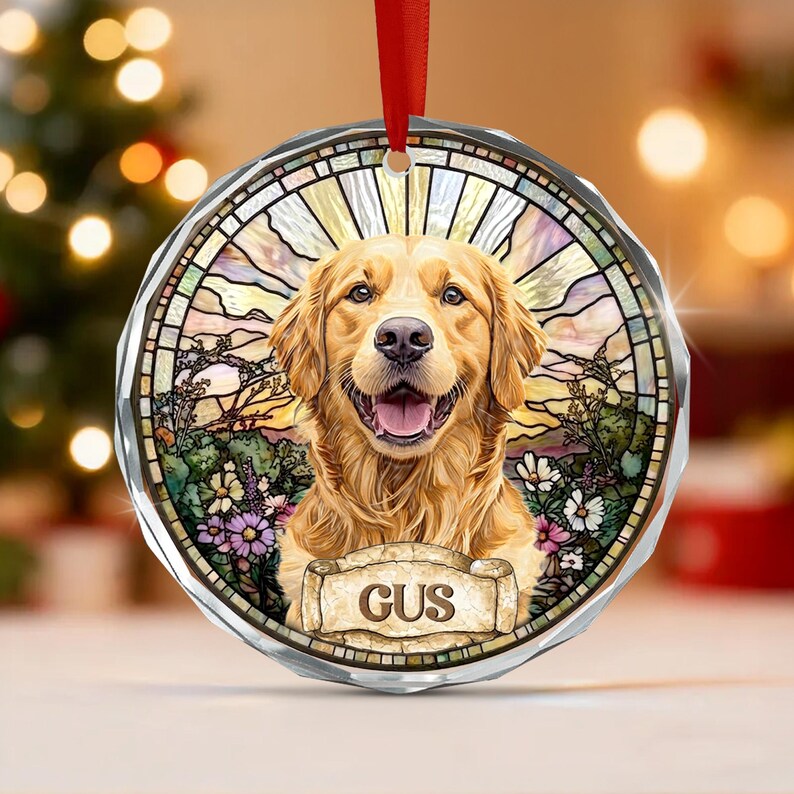 Dog Faux Stained Glass Portrait Ornament