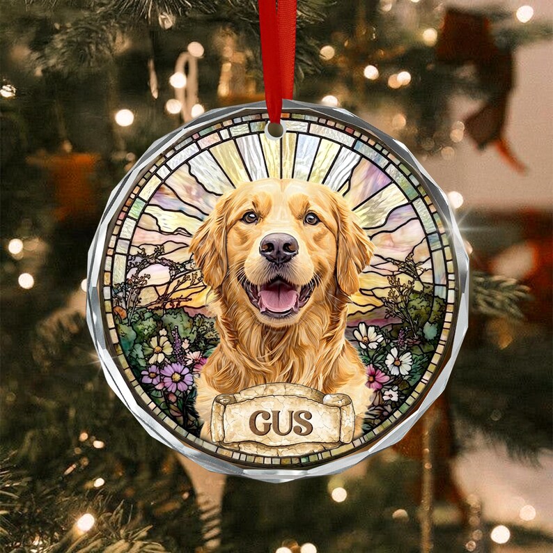 Dog Faux Stained Glass Portrait Ornament