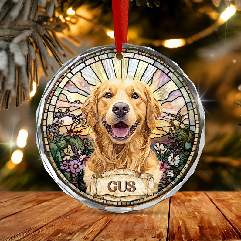 Dog Faux Stained Glass Portrait Ornament