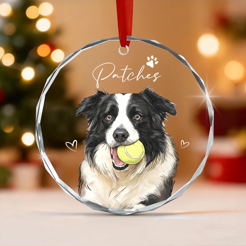 Vibrant Watercolor Dog Photo Ornament 2026