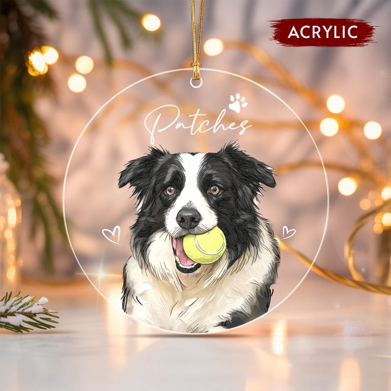 Vibrant Watercolor Dog Photo Ornament 2026