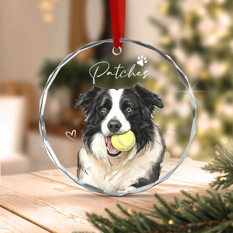 Vibrant Watercolor Dog Photo Ornament 2026