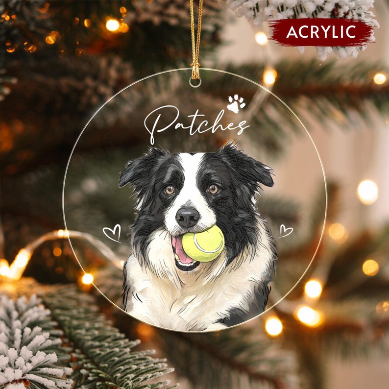Vibrant Watercolor Dog Photo Ornament 2026