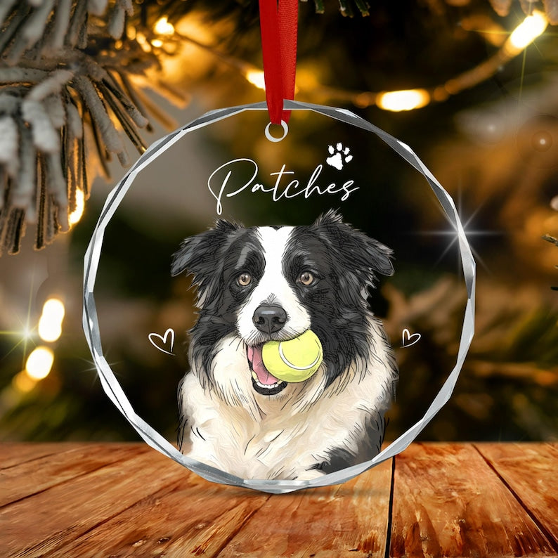 Vibrant Watercolor Dog Photo Ornament 2026